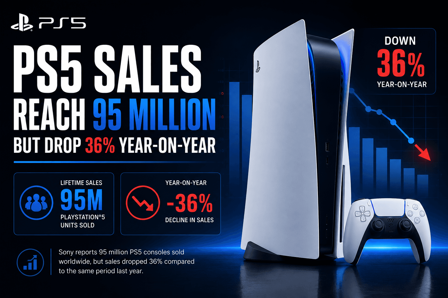 PS5 Sales Reach 95 Million but Drop 36% Year-on-Year